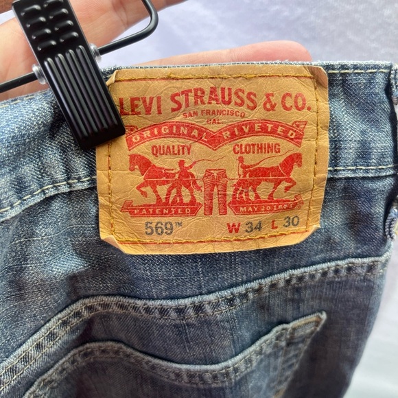 Levi’s 569 Loose Straight Fit Jeans Mens 34/30 Blue Denim Cotton Casual 1827 - Picture 2 of 7